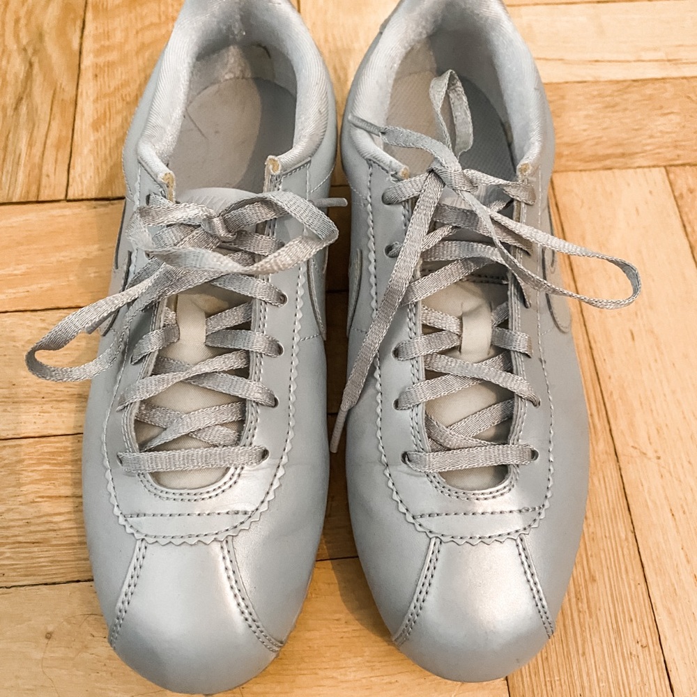 Silver Nike Cortez kids size 6, womens 8/8.5!